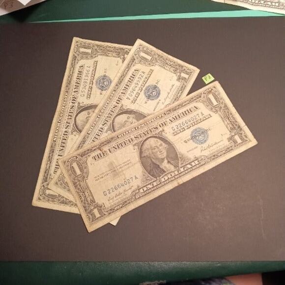 1957 Blue Seal Silver Certificates-3 notes - Picture 2 of 4